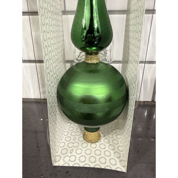 Martha Stewart Tree Topper Green Glitter Spire Finial Iridescent 12" Christmas - Picture 7 of 8